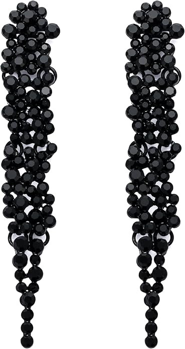 EVER FAITH Wedding Rhinestone Crystal Art Deco Statement Earring, Banquet Prom Long Chandelier Da... | Amazon (US)