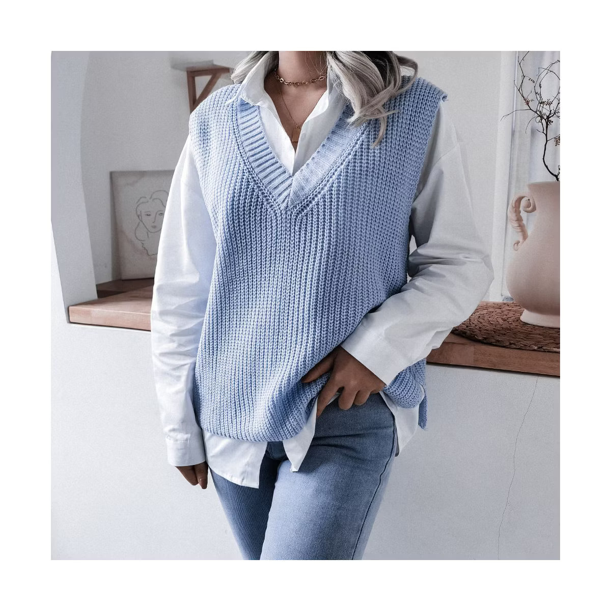 Coolmee Sweater Vest Women Sleeveless V Neck Oversized Pullover Knitted Tops Casual Loose Fall Ou... | Target