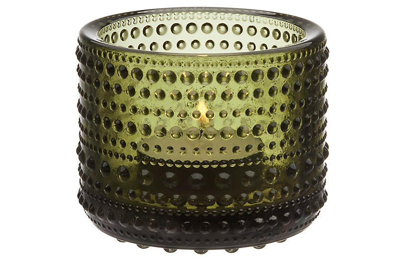 3" Kastehelmi Tealight Candleholder, Moss Green | One Kings Lane