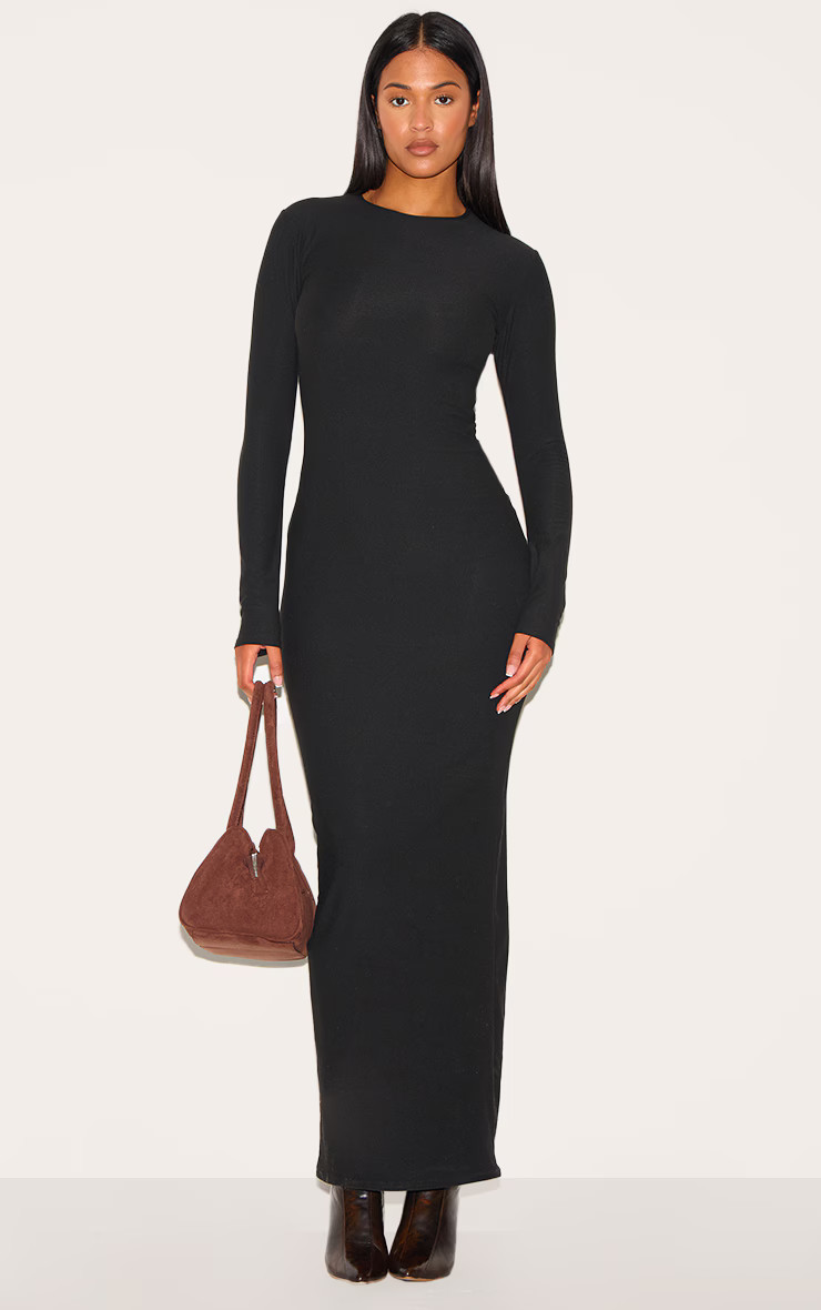 Tall Black Soft Touch Long Sleeve Maxi Dress | Tall | PrettyLittleThing US