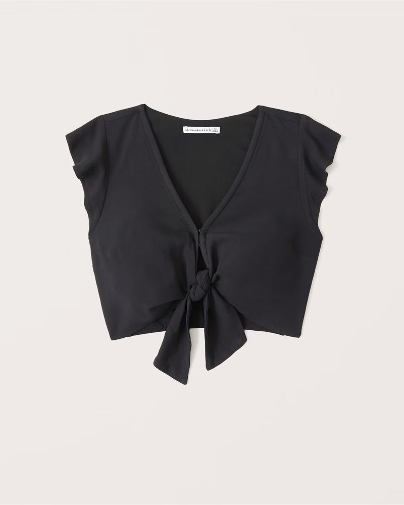 Flutter Sleeve Tie-Front Top | Abercrombie & Fitch (US)