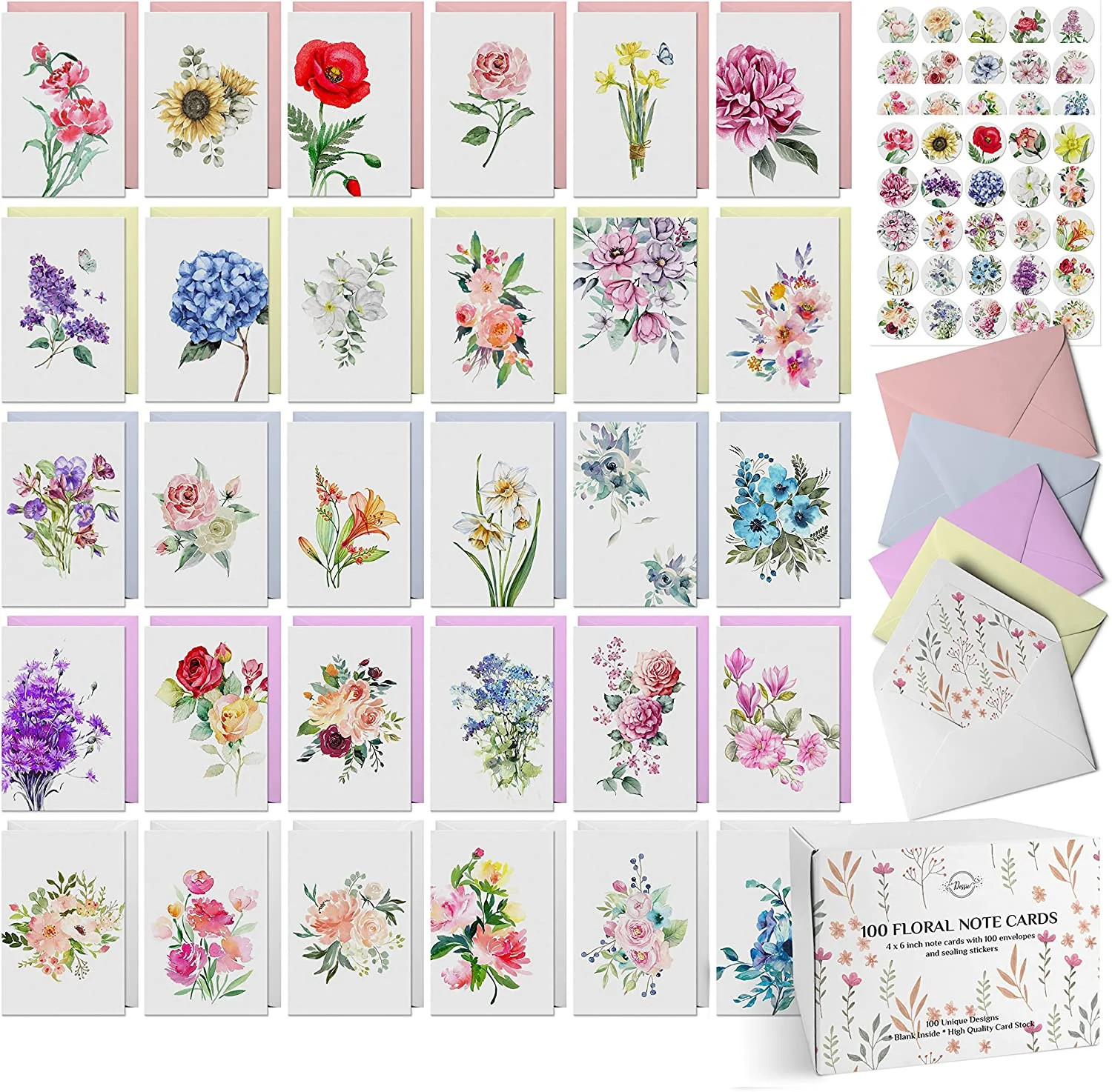Dessie 100 Floral Blank Cards | Dessie Shop