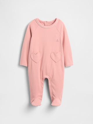 Baby Softspun Heart Pocket Footed One-Piece | Gap (US)