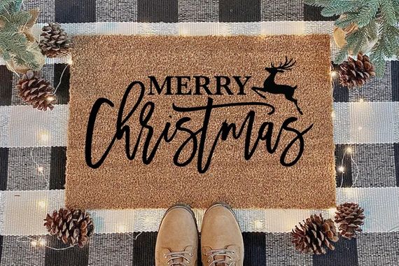 Holiday Doormat Merry Christmas Doormat Welcome Doormat - Etsy | Etsy (US)