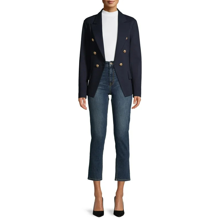 Attitude Unknown Women's and Women's Plus Double Breasted Blazer with Metallic Buttons | Walmart (US)