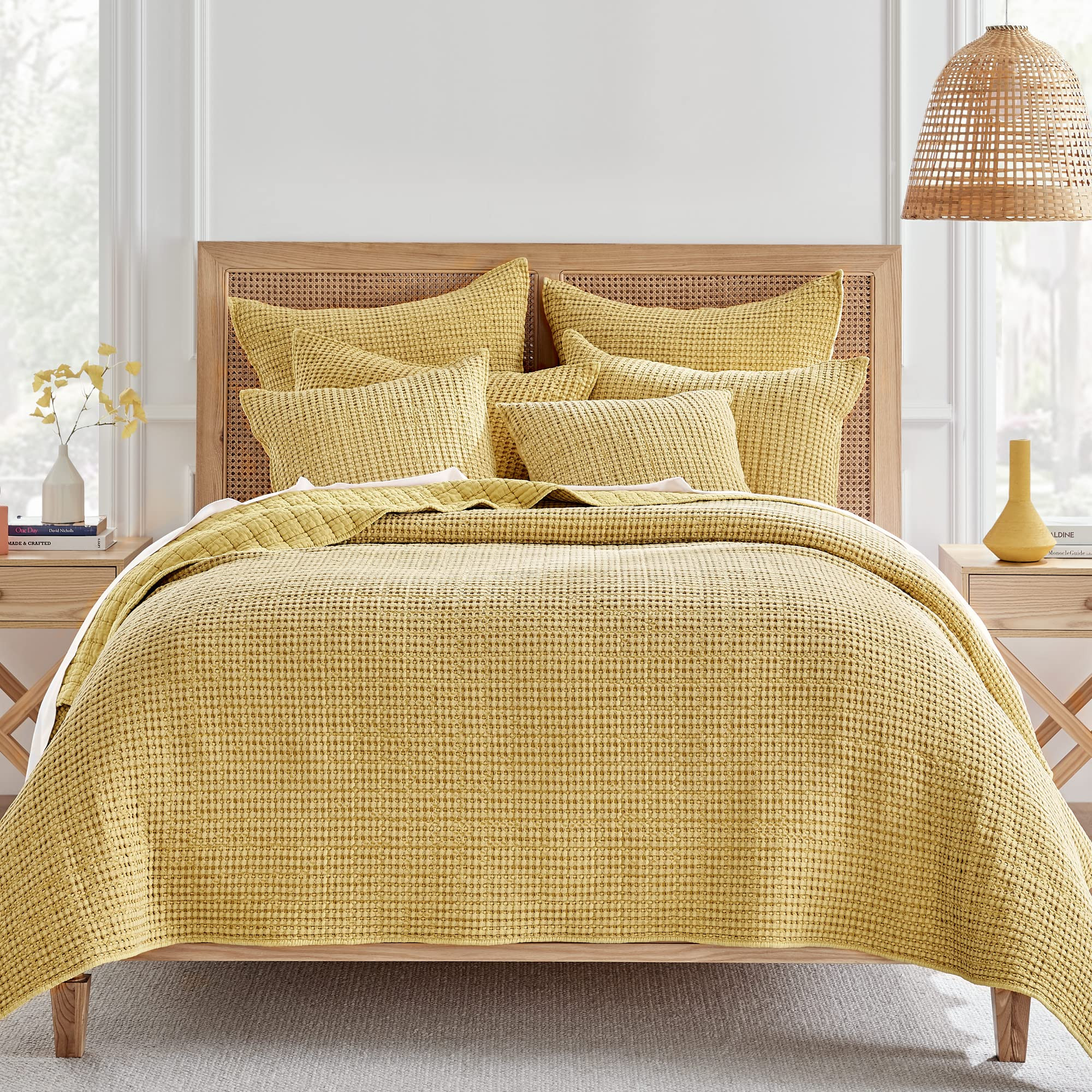 Levtex Home Mills Waffle King/Cal King Quilt Set (106x92in) with 2 Pillow Shams (36x20in) - Ochre... | Amazon (US)