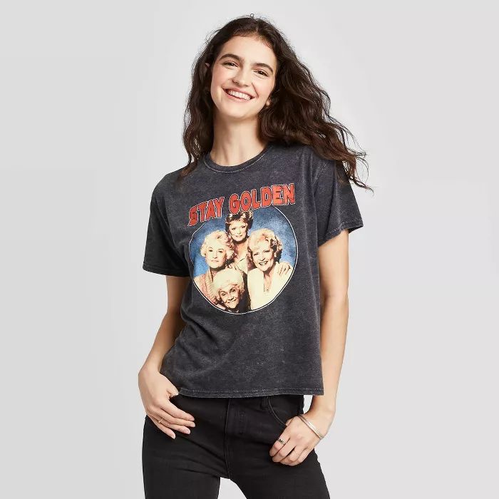 Women's The Golden Girls Short Sleeve Cropped T-Shirt (Juniors') - Black | Target