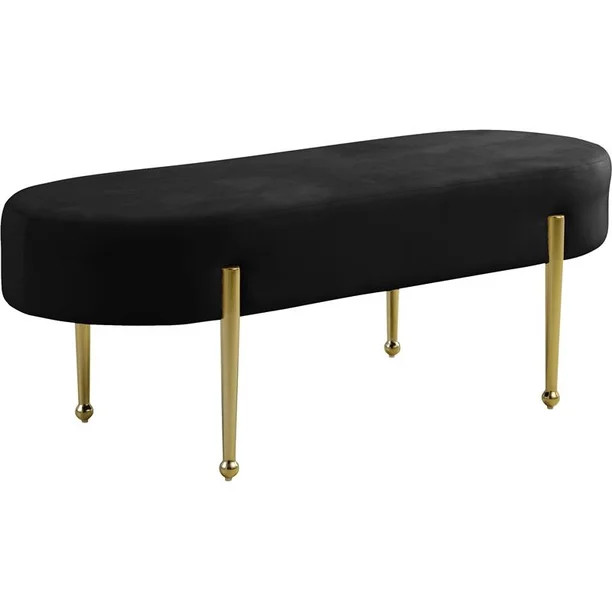 Meridian Furniture Gia Contemporary Velvet Bench in Black - Walmart.com | Walmart (US)