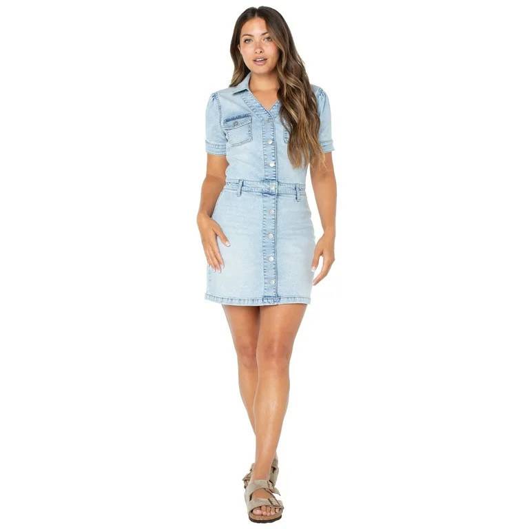 Celebrity Pink Juniors Button up Dress, Women's and Women's Plus | Walmart (US)