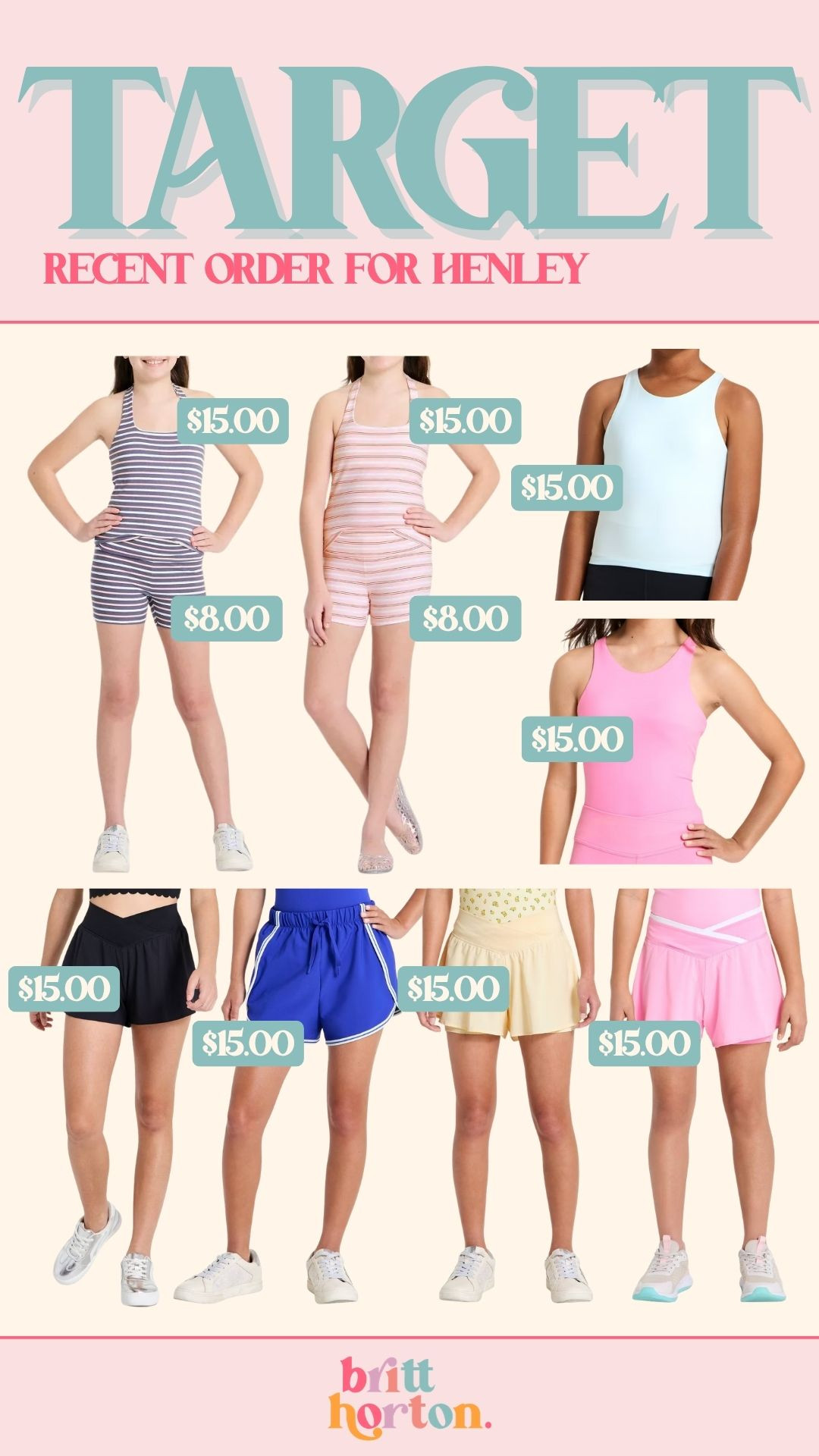 The recent @Target order I placed for Henley!! These prices are sooo good! #ad

summer fashion, girls clothing, finds under 50, finds under 100, matching set, activewear, britt horton

#LTKootd #LTKSeasonal #LTKKids