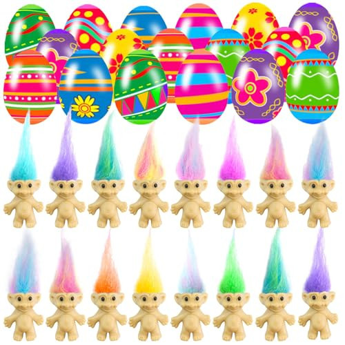 Holydeck 24 PCS Prefilled Easter Eggs with Mini Toys Inside Vintage Lucky Dolls Action Figures for Kids Boys Girls Easter Basket Stuffers Party Favors Easter Egg Hunt | Amazon (US)