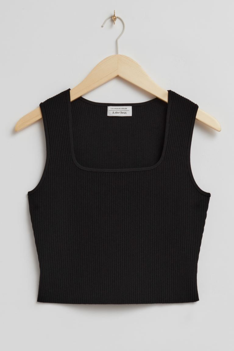 Fitted Square-Neck Ribbed Top | H&M (UK, MY, IN, SG, PH, TW, HK)