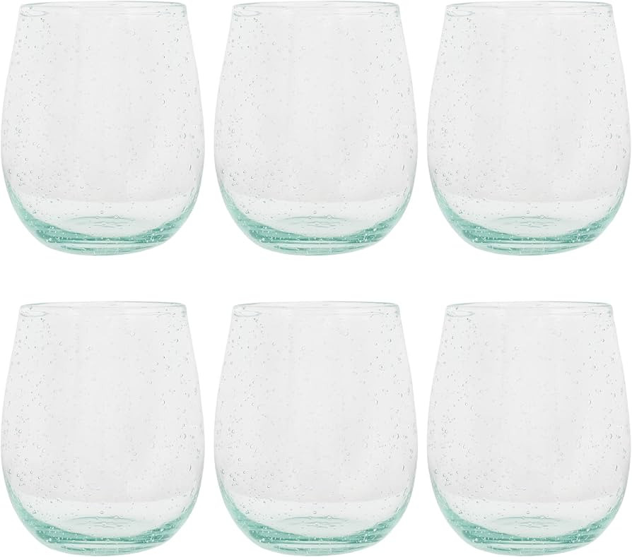 TAG True Living Bubble 14 ounce Glass Stemless Wine Tumbler Set of 6, Sage Green | Amazon (US)