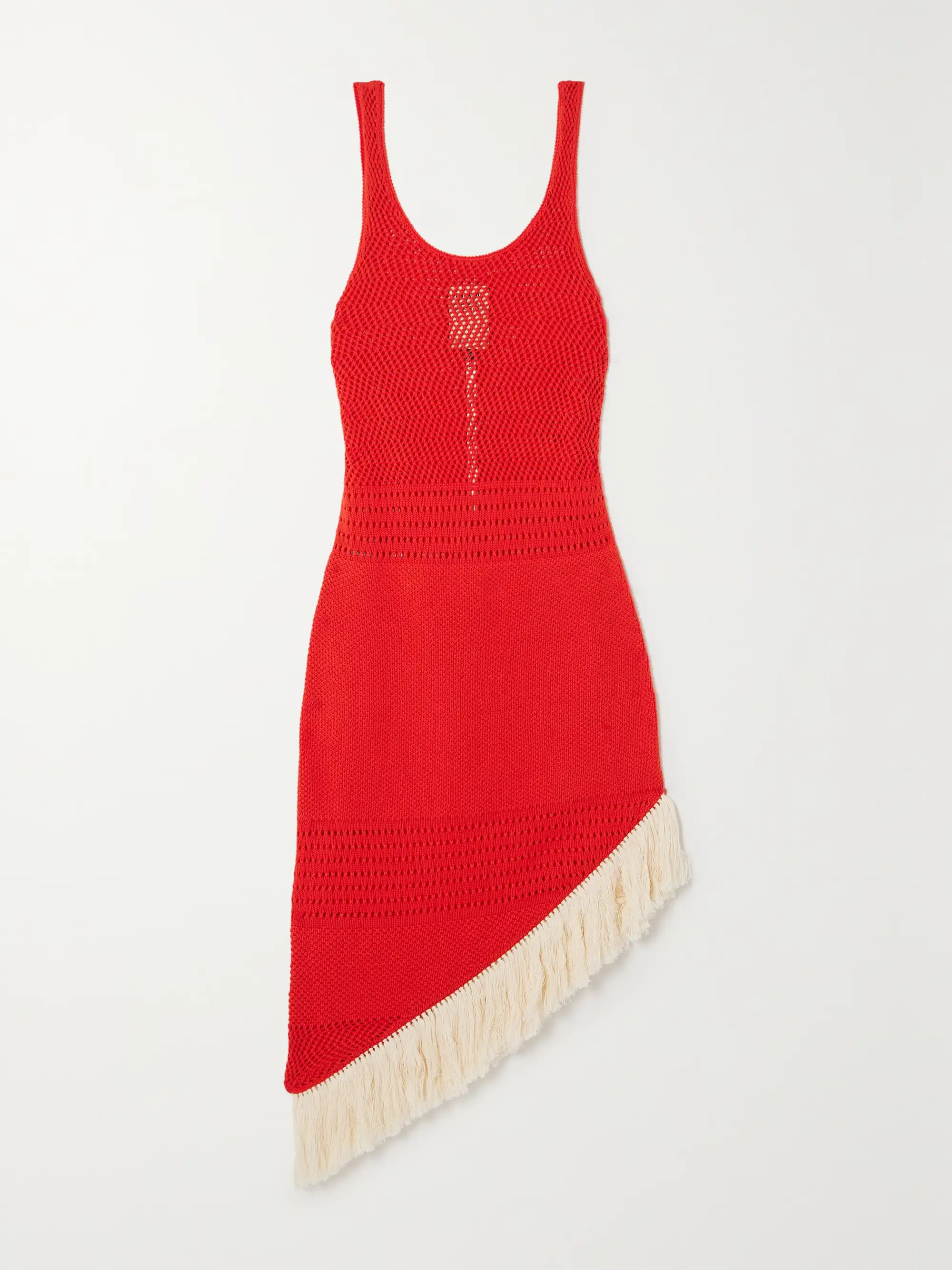 + NET SUSTAIN Carisa fringed asymmetric cotton midi dress | NET-A-PORTER (US)