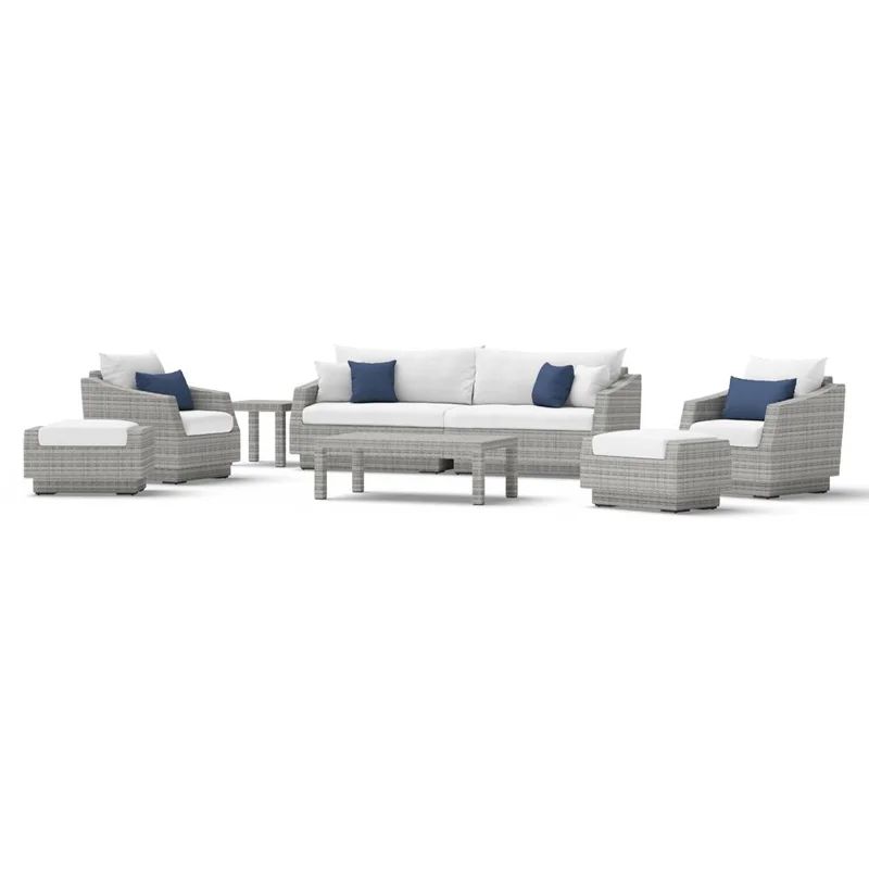 Castelli 7 Piece Wicker Rattan Sofa Seating Group with Sunbrella Cushions | Wayfair North America