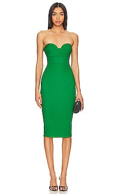 MORE TO COME Sophia Strapless Midi Dress in Kelly Green from Revolve.com | Revolve Clothing (Global)