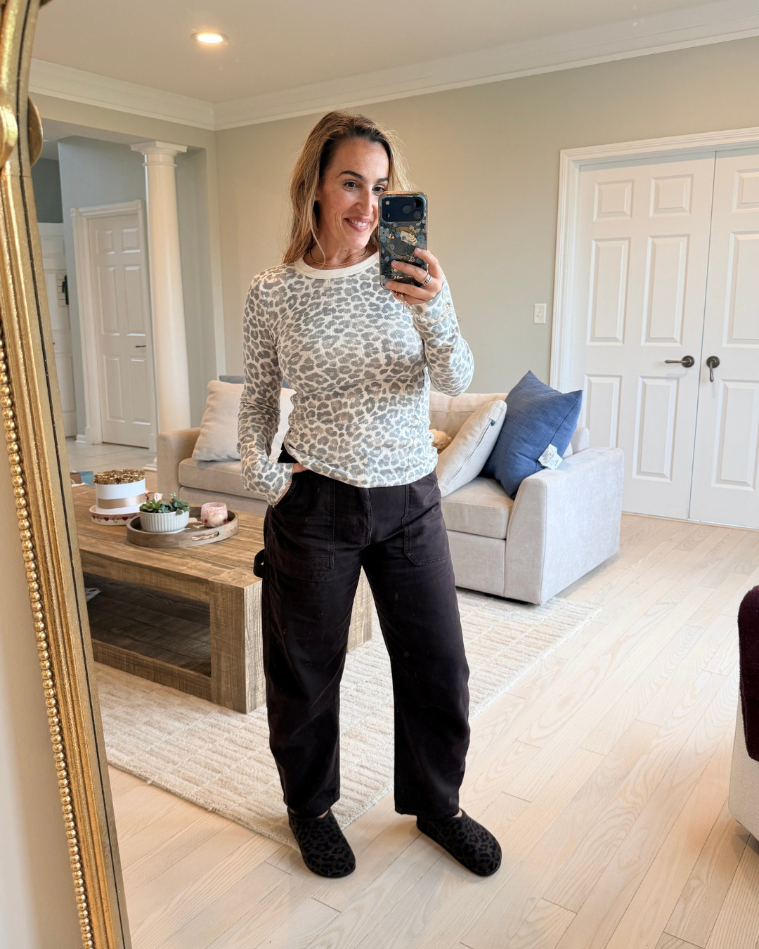 love this top alone or for layering! Its so sliming! I liked tts. pants are a size up in a 10 for a baggy fit. 

 #LTKootd #LTKmomlife #LTKOver40