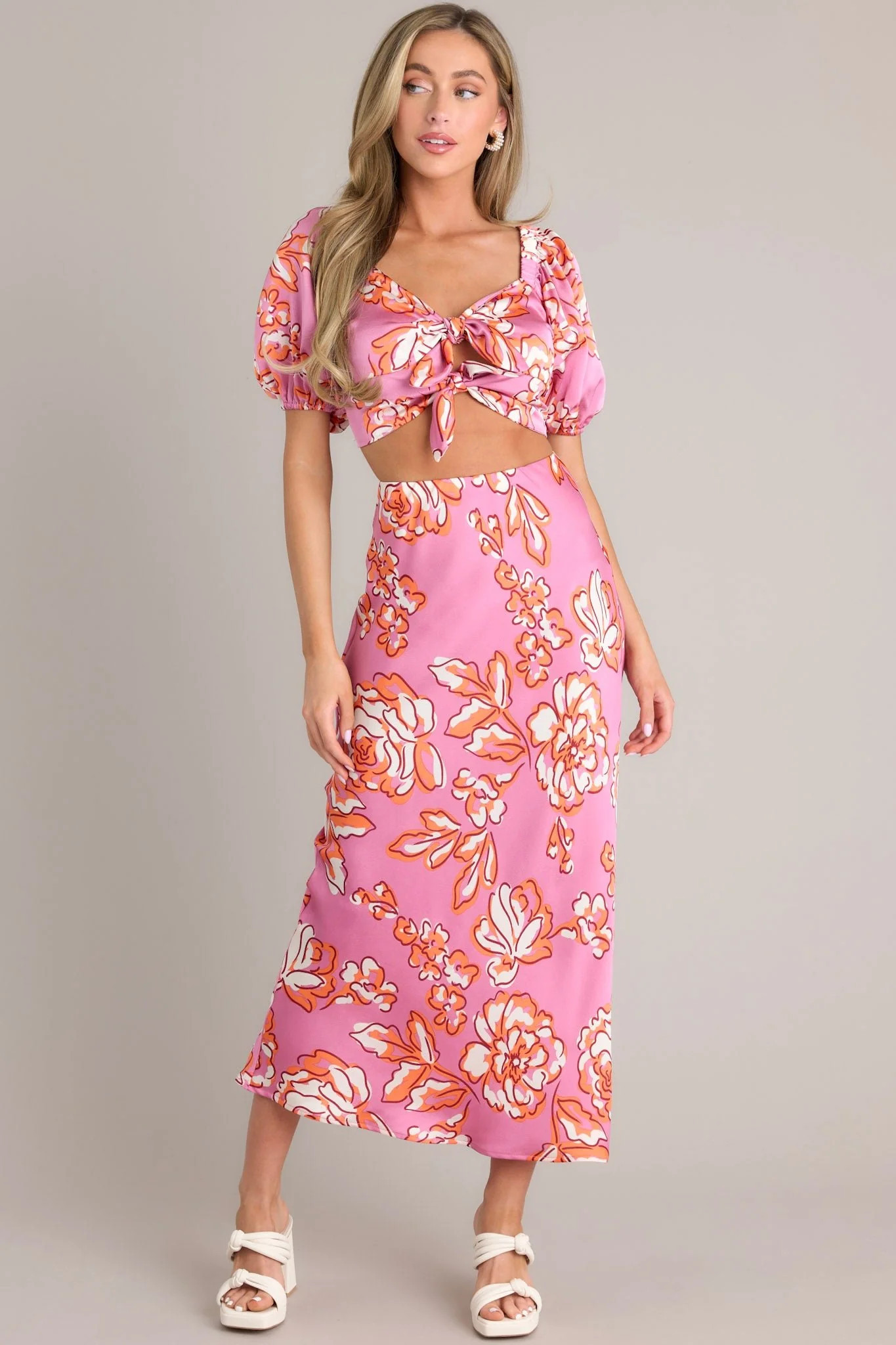 MINKPINK Mandevilla Bias Midi Skirt | Red Dress