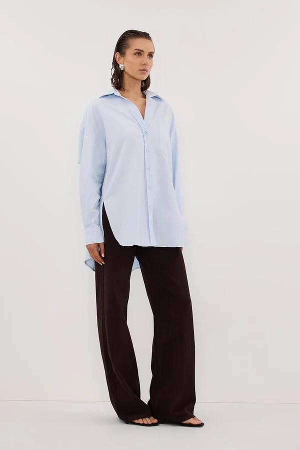RHEA 2.0 ICE BLUE OVERSIZED COTTON SHIRT | DISSH