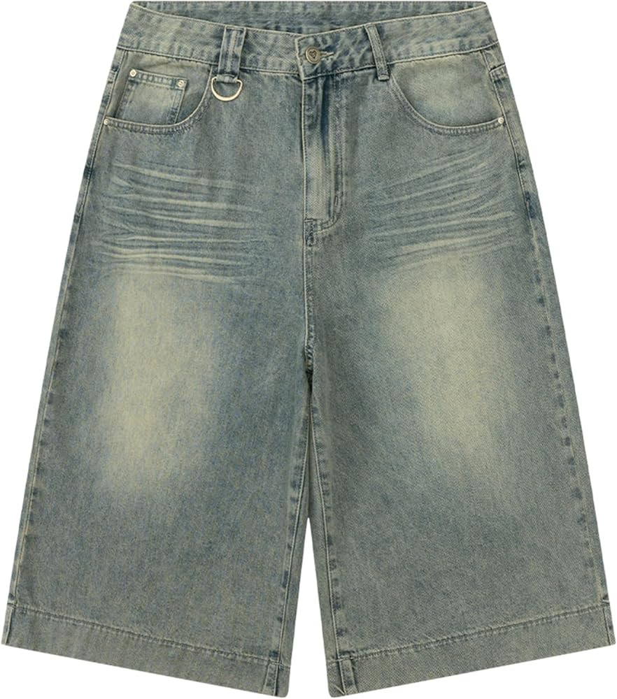 Aelfric Eden Denim Shorts Mens Solid Washed Longline Jorts Baggy Jorts Casual Streetwear Y2K Jean... | Amazon (US)