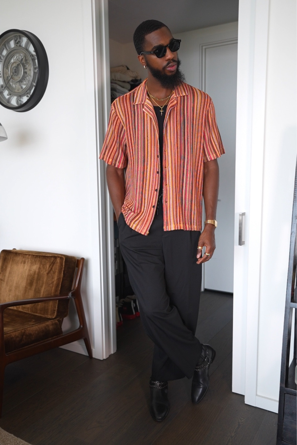 Dressy fall outfit with a multicolor button down shirt from Pacsun. Links to shop all items down below ⬇️!

#LTKmens