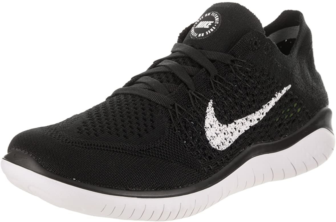 Nike Womens Free RN Flyknit 2018 Running Athletic, Black/White (Black Upper), 7 | Amazon (US)