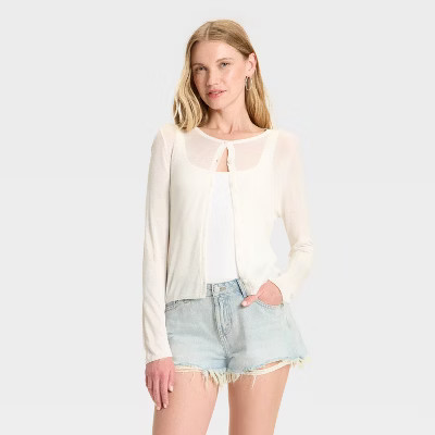 Women's Featherweight Cardigan - Wild Fable™ Off-White S | Target
