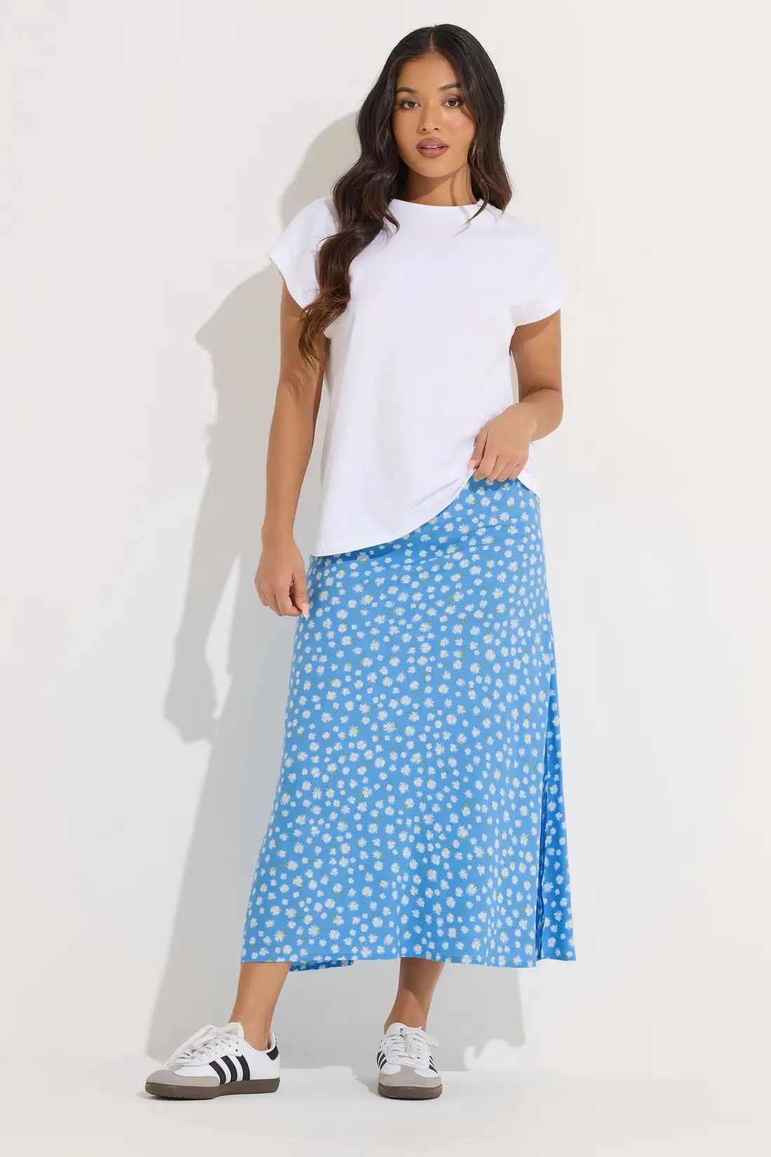 Light Blue PixieGirl Petite Floral Midi Skirt | Dorothy Perkins | Dorothy Perkins (UK)