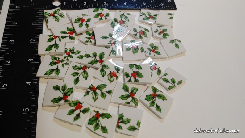33 PIECES of Ceramic China Pieces Hand Cut Assorted Sizes Christmas Pieces for Mosaic Supply Tile... | Etsy (US)