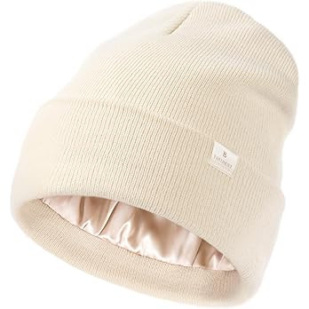 YANIBEST Womens Satin Lined Knit Beanie Hat Acrylic Winter Hats for Women Men Silk Lining Soft Sl... | Amazon (US)