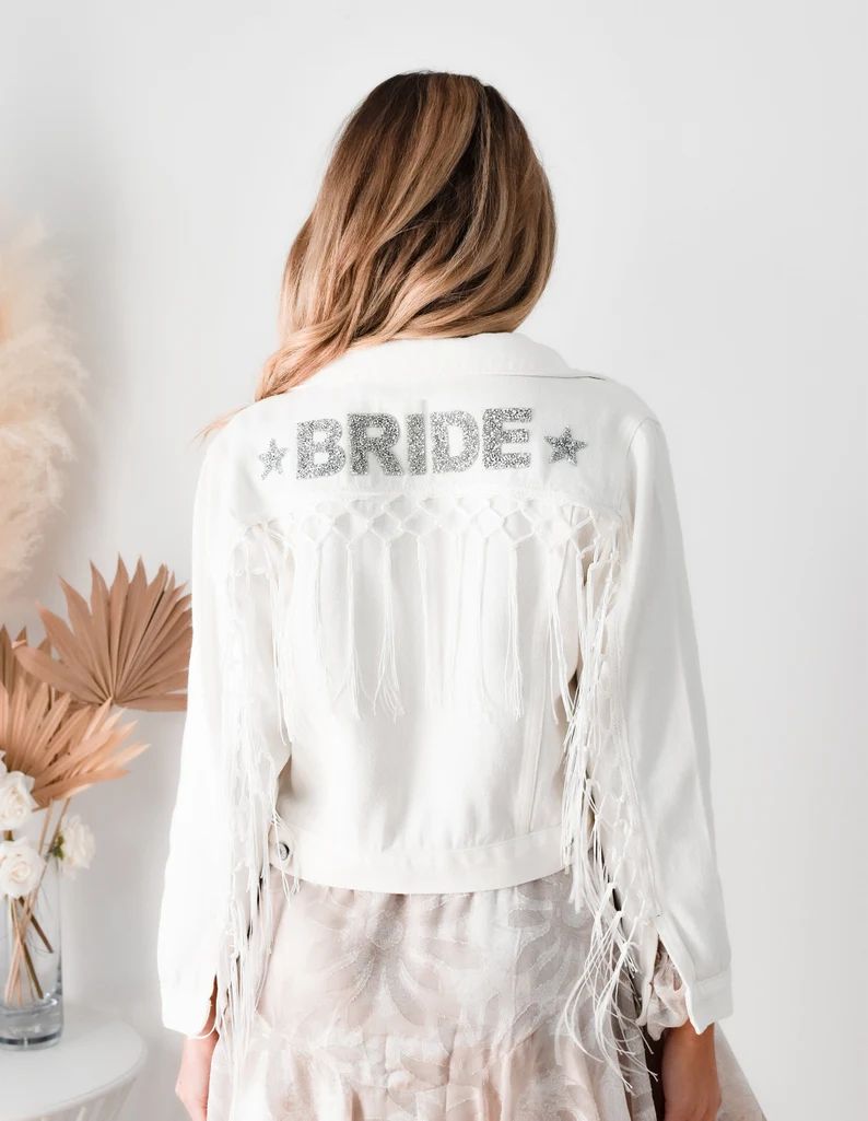 Fringe Jacket Personalized Bride Jean Jacket With Tassel - Etsy | Etsy (US)