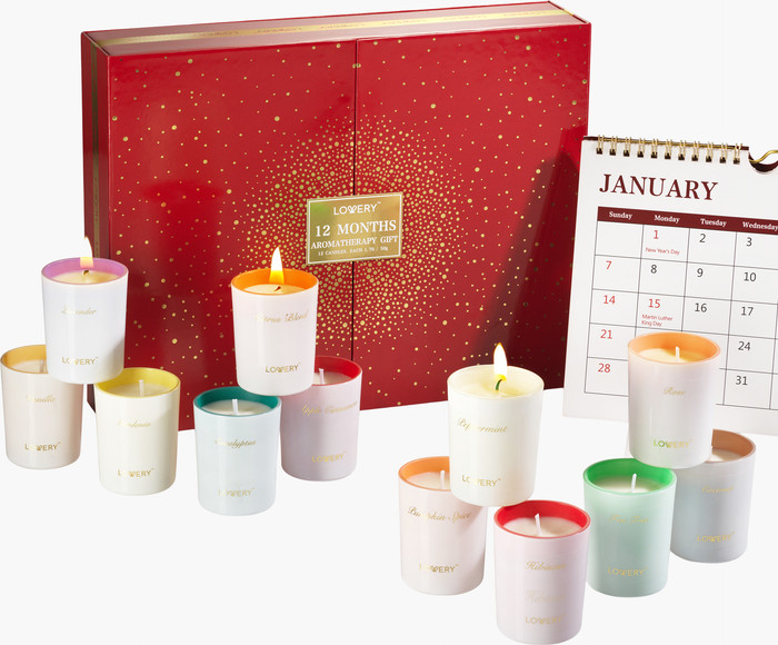 15-Pc. Candle Gift Set with 12 Scented Home Candles, Calendar & Gold Pen | Nordstrom