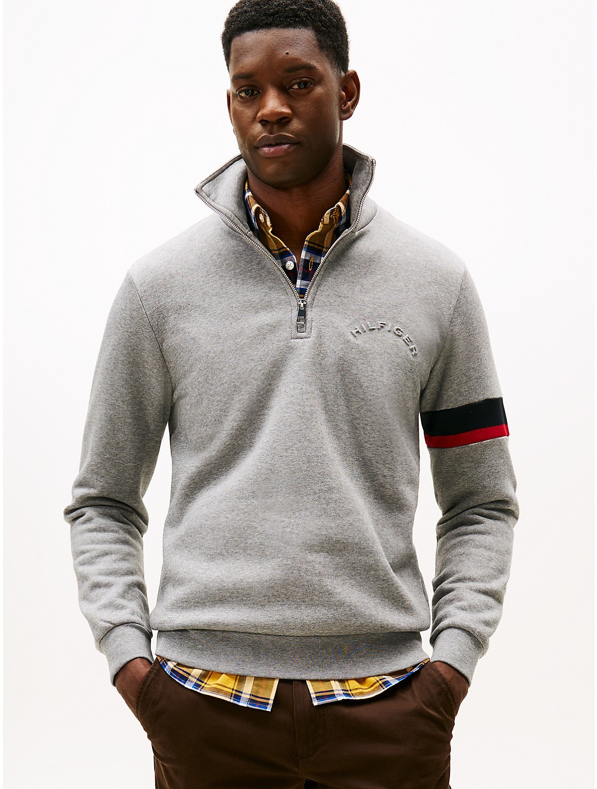 Tommy Hilfiger Men's Flex Fleece Quarter-Zip Sweatshirt - Grey - XS | Tommy Hilfiger (US)