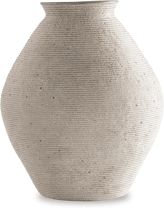 Signature Design by Ashley Hannela 12" Modern Distressed Polyresin Vase, Antique Tan | Amazon (US)