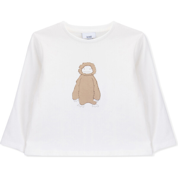 T-Shirt Long Sleeve Baby Organic Cotton Fluffly Creature, White | Maisonette