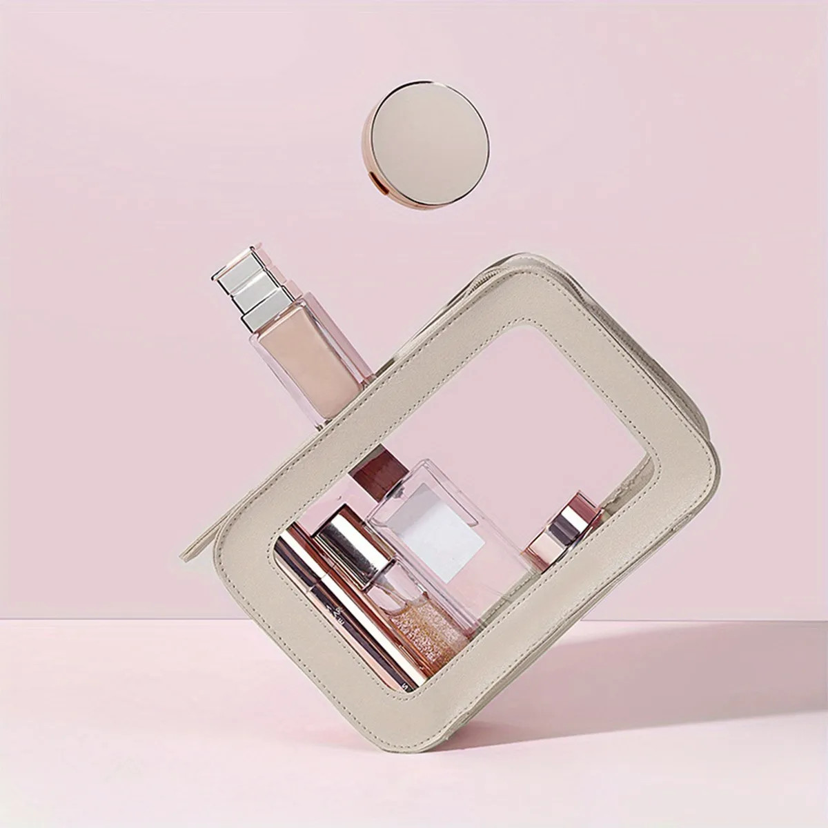 Simple Transparent Square Zipper Bag, All-Match Portable Makeup Bag, Versatile Cosmetic Bag | Temu Affiliate Program