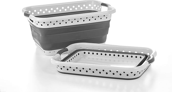 Pop & Load Collapse & Store Collapsible Ultra-Slim Utility laundry-baskets, Large Rect - 2 Handle... | Amazon (US)