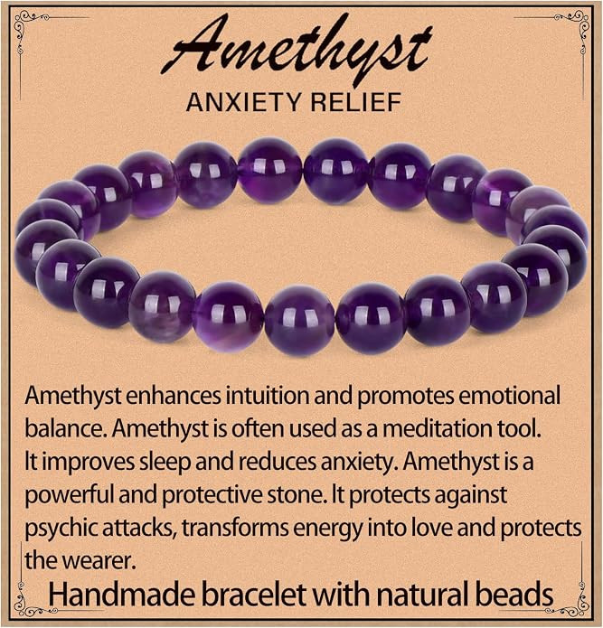 LPBeads Handmade Natural Gemstone Stretch Elastic Bracelet Healing Crystal Round Stone Beads Jewe... | Amazon (US)
