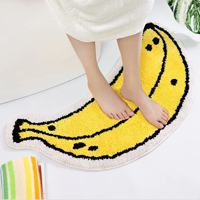 FROZZUR Banana Bath Mat, Bath Mats for Bathroom Cute Yellow Fruit Shaped Bathtub Rug Christmas Ba... | Amazon (US)