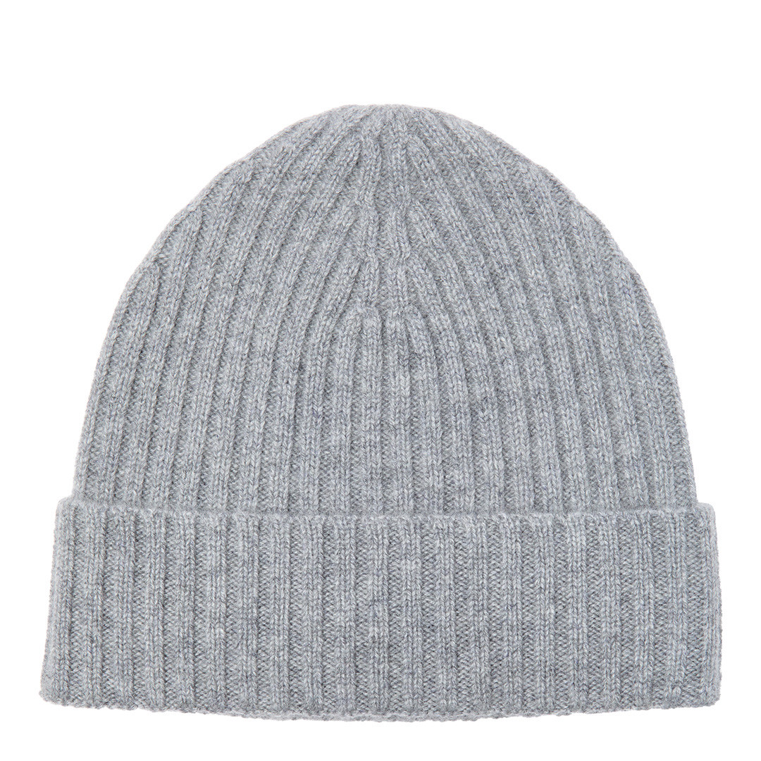 Grey Ribbed Cashmere Beanie | BrandAlley