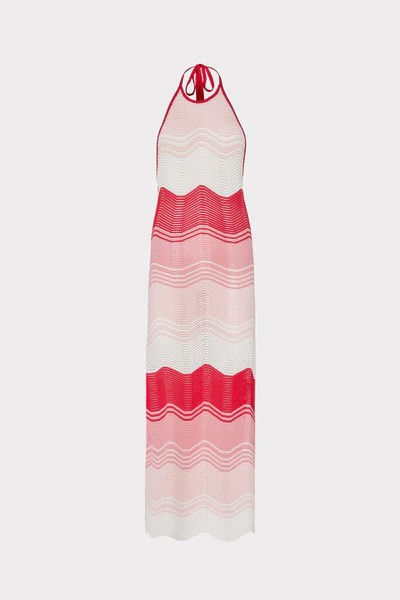 Gradient Wave Halter Tie Back Dress | MILLY