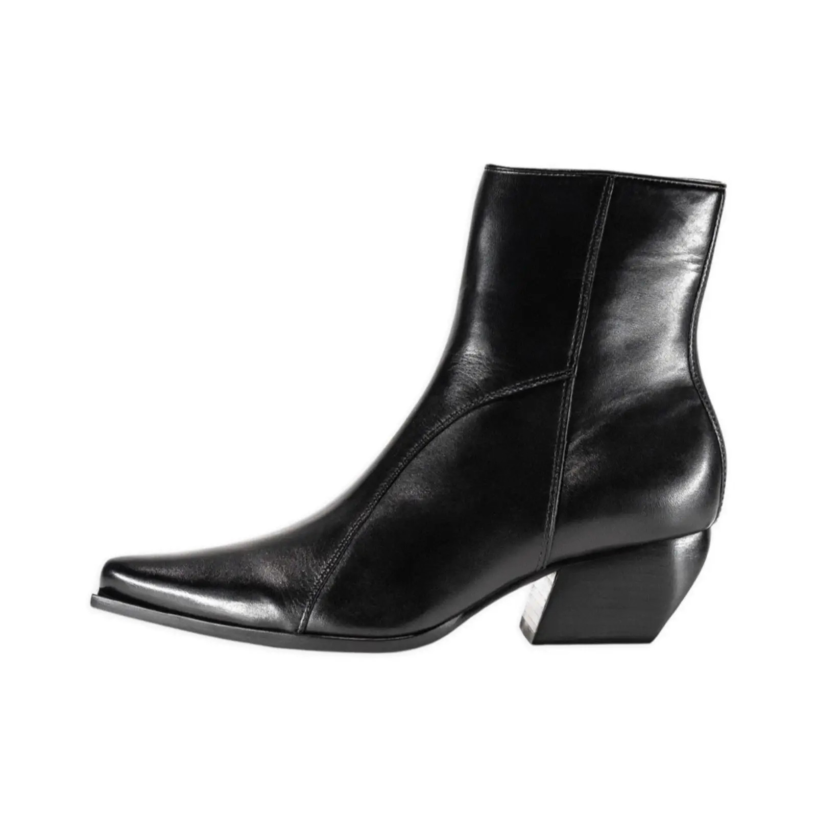 Bota Country Feminina Preta West Cano Baixo Bico Fino Salto Quadrado Cano Baixo Com Zíper Em Cou... | Dafiti (BR)