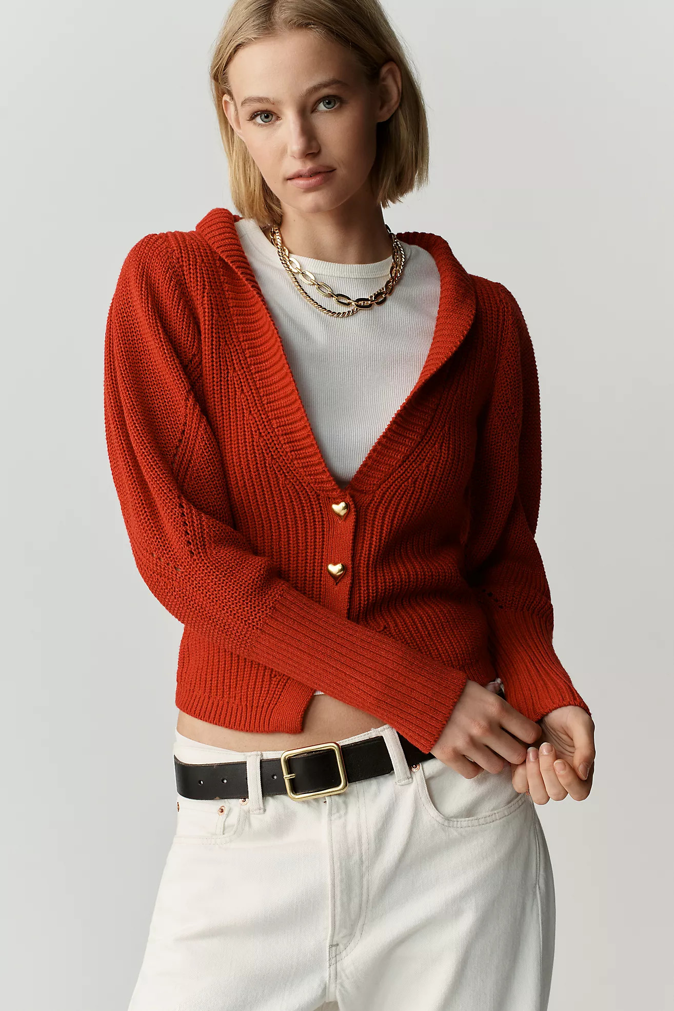Maeve V-Neck Heart Cardigan Sweater | Anthropologie (US)