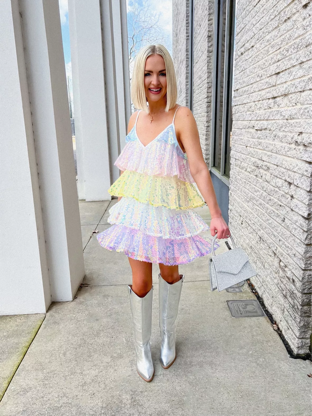 BuddyLove, Disco Tiered Sequin Short Dress