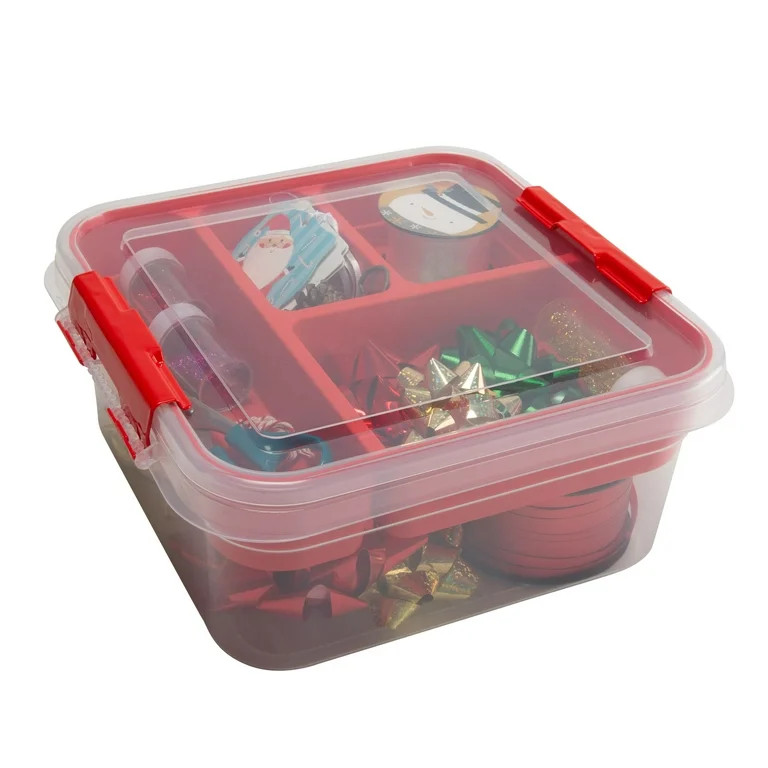 Simplify 5 Compartment Gift Supply Plastic Storage Box in Red | Walmart (US)