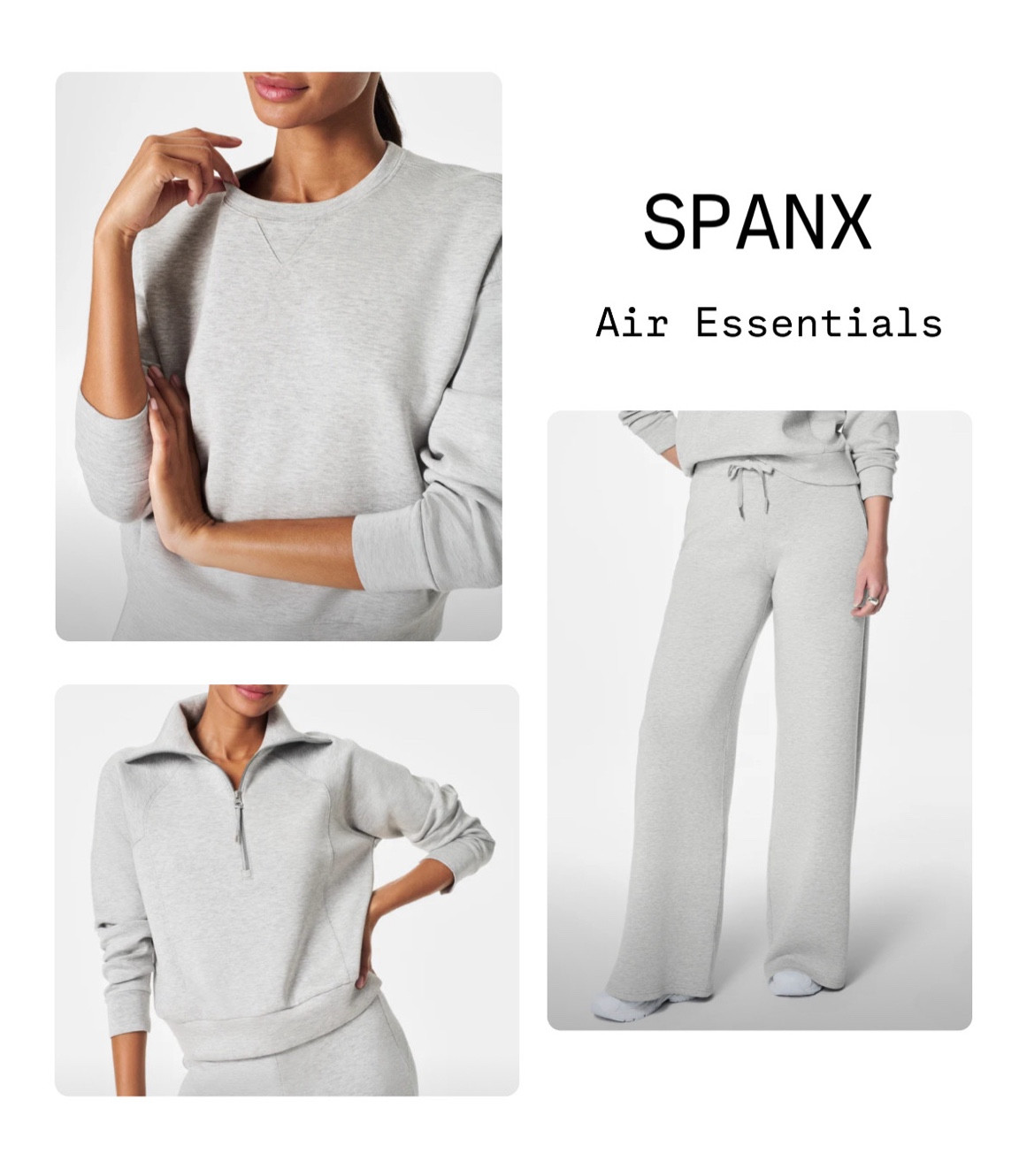 Spanx air essentials. Comfy sweats. Wide leg sweatpants. Half zip pullover.