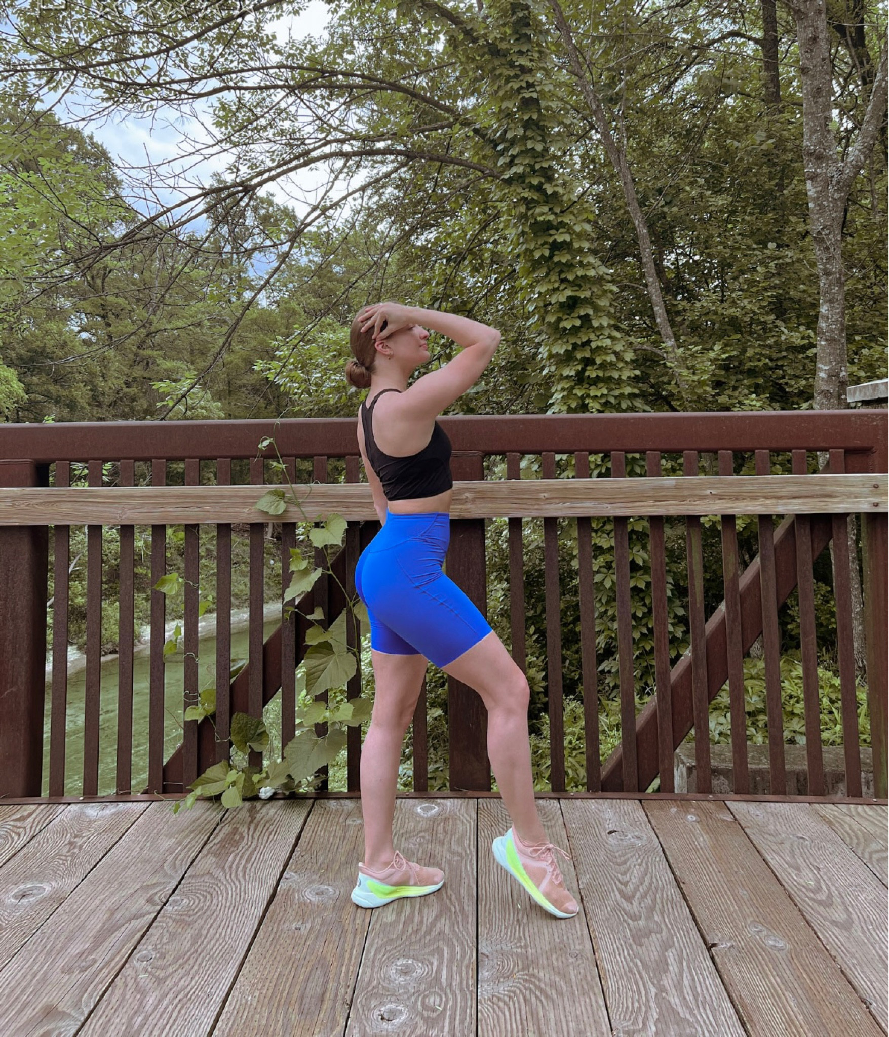 Lululemon running / athleisure outfit! Love this high neck sports bra with these biker/running shorts to work out in. Layer with a linen shirt for an athleisure look after your workout. 

Items linked from Lulu come in these exact colors! Black top, blazer blue shorts, light scream green and pink shoes. Size 6 (S) & 8 in shoes!

#LTKfit #LTKshoecrush #LTKtravel