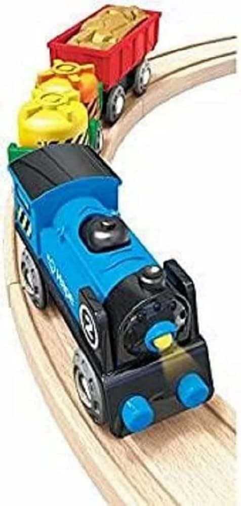Hape Battery Powered Engine Set | Colorful Wooden Train Set, Battery Operated Locomotive With Wor... | Amazon (US)