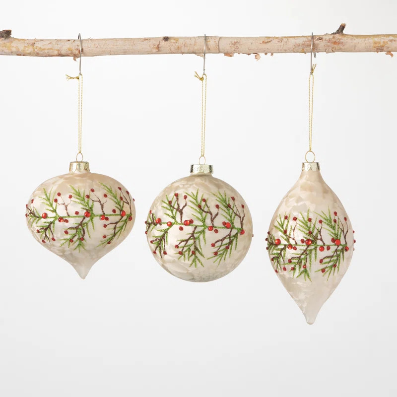 The Twillery Co.® 3 Piece Holly Gem Solid Finial Ornament Set & Reviews | Wayfair | Wayfair North America