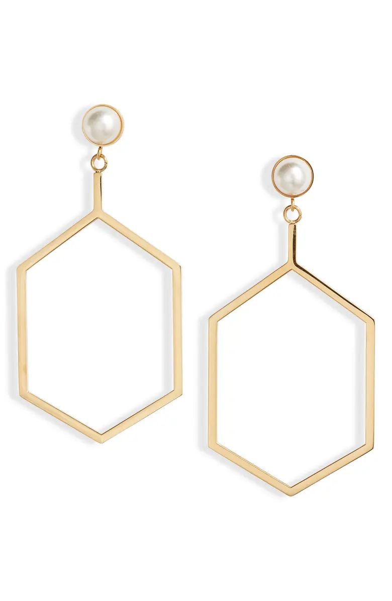 Knotty Hexagon Imitation Pearl Drop Earrings | Nordstrom | Nordstrom